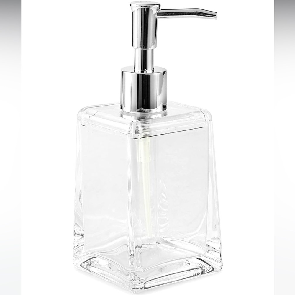 BOGO~ 2 Tapered, clear acrylic & silver soap dispenser,for the price of 1.